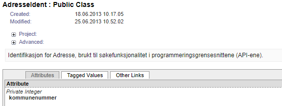 Bilde som viser modell for AdresseIdent
